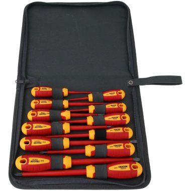 TRACON SDSETOF12 Csavarhúzó 12es szett, 1000V-ra szig., CrV, SLPHPZ, tartóban SL 2.5, 4, 5.5, 6.5, PH0-3, PZ0-3 , AC 1000V