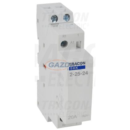   TRACON SHK2-25-24 Installációs kontaktor 24V AC, 50Hz, 1 Mod, 2×NO, AC1/AC7a, 25A