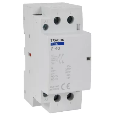 TRACON SHK2-40 Installációs kontaktor 230V AC, 50Hz, 2 Mod, 2×NO, AC1/AC7a, 40A
