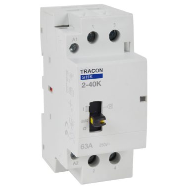 TRACON SHK2-40K Installációs kontaktor 230V AC, 50Hz, 2 Mod, 2×NO, AC1/AC7a, 40A