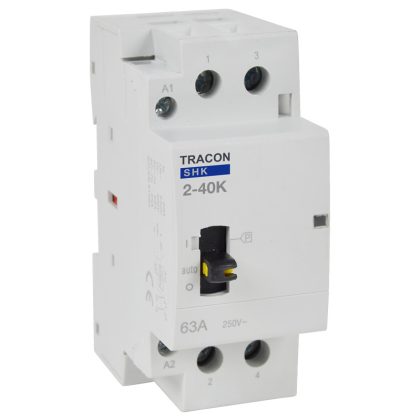   TRACON SHK2-40K Installációs kontaktor 230V AC, 50Hz, 2 Mod, 2×NO, AC1/AC7a, 40A