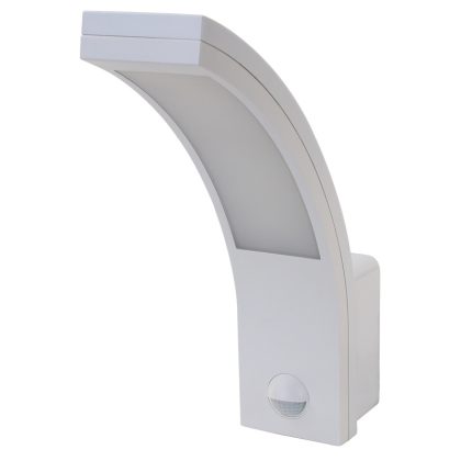   TRACON SLI15W Mozgásérzékelős fali lámpatest, ívelt forma 230VAC, 15W, 140°, 2-9m, 10s-5m, 4500K , IP54, 1100lm, EEI=G