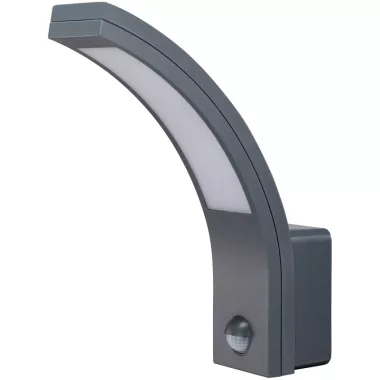 TRACON SLIA10W Mozgásérzékelős fali lámpatest, ívelt forma, antracit 230VAC, 10W, 140°, 2-9m, 10s-5m, 4500K , IP54, 800lm, EEI=G