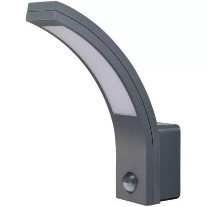   TRACON SLIA10W Mozgásérzékelős fali lámpatest, ívelt forma, antracit 230VAC, 10W, 140°, 2-9m, 10s-5m, 4500K , IP54, 800lm, EEI=G