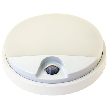 TRACON SLK10W Mozgásérzékelős kerek fali lámpatest 230VAC, 10W, 140°, 2-9m, 10s-5m, 4500K , IP54, 800lm, EEI=G