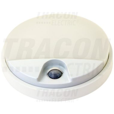 TRACON SLK15W Mozgásérzékelős kerek fali lámpatest 230VAC, 15W, 140°, 2-9m, 10s-5m, 4500K , IP54, 1100lm, EEI=G