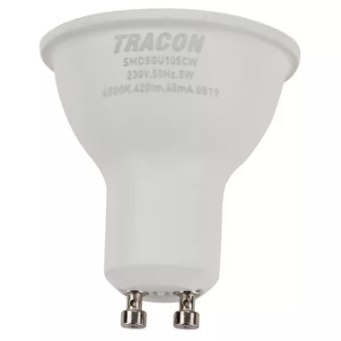 TRACON SMDSGU105CW Plastic cover SMD LED spot light source with SAMSUNG chip 230V, 50Hz, GU10.5W, 420lm, 6500K, 120 °, SAMSUNG chip, EEI = A +