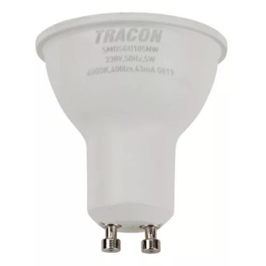 TRACON SMDSGU105NW Műanyag házas SMD LED spot fényforrás SAMSUNG chippel 230V,50Hz,GU10,5W,400lm,4000K,120°,SAMSUNG chip,EEI=A+