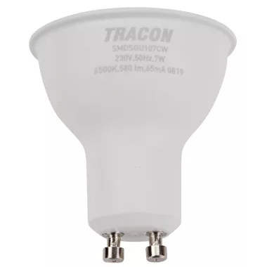 TRACON SMDSGU107CW Plastic cover SMD LED spot light source with SAMSUNG chip 230V, 50Hz, GU10.7W, 580lm, 6500K, 120 °, SAMSUNG chip, EEI = A +