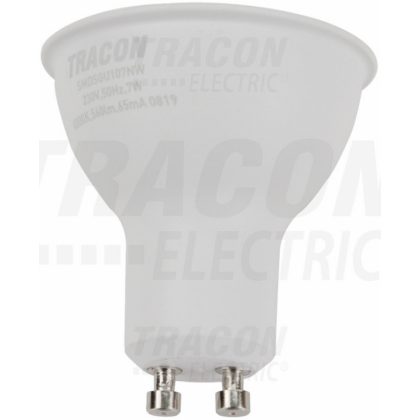   TRACON SMDSGU107NW Műanyag házas SMD LED spot fényforrás SAMSUNG chippel 230V,50Hz,GU10,7W,560lm,4000K,120°,SAMSUNG chip,EEI=A+