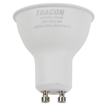   TRACON SMDSGU108NW Plastic housing SMD LED spot light source with SAMSUNG chip 230V, 50Hz, GU10.8W, 600lm, 4000K, 120 °, SAMSUNG chip, EEI = A +