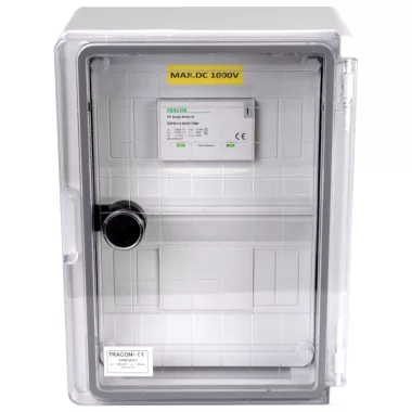 TRACON SPBPVDC1 Túlfeszültség-védelmi doboz fotovoltaikus rendszerekhez 280×210×130mm, IP65, DC1+2, Un=1000VDC
