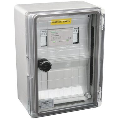 TRACON SPBPVDC1BCS Túlfeszültség-védelmi doboz fotovoltaikus rendszerekhez 320x210x130mm, IP65, DC1+2, Un=1000VDC