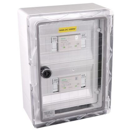   TRACON SPBPVDC2BCS Túlfeszültség-védelmi doboz fotovoltaikus rendszerekhez 380x260x130mm, IP65, DC1+2, Un=1000VDC