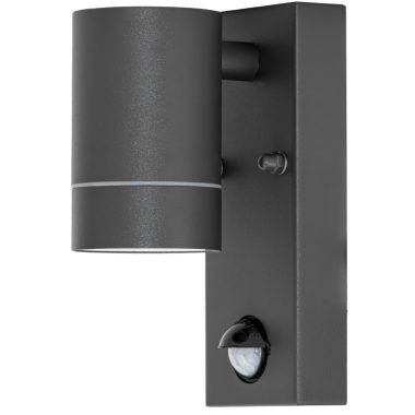 TRACON SPGU10IPFS1A Oldalfali spot lámpatest mozgásérzékelővel, kültéri,antracit 100-240VAC,50Hz,1xGU10,ma.35W,10s-4min,max 8m,3-2000lx,IP44