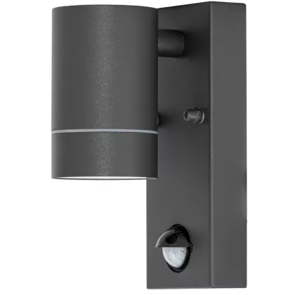   TRACON SPGU10IPFS1A Oldalfali spot lámpatest mozgásérzékelővel, kültéri,antracit 100-240VAC,50Hz,1xGU10,ma.35W,10s-4min,max 8m,3-2000lx,IP44