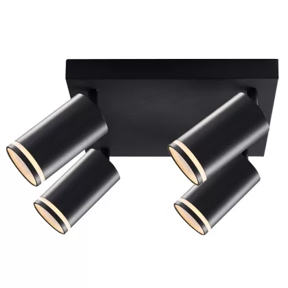   TRACON SPGU10LMAN4B Mennyezeti állítható spot lámpatest, fekete 100-240VAC, 50Hz, 4xGU10, max.4x35W