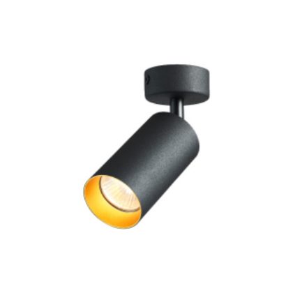   TRACON SPGU10MA1GB Mennyezeti állítható spot lámpatest, fekete, aranyreflektor 100-240VAC, 50Hz, 1xGU10, max. 35W