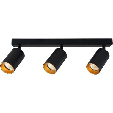 TRACON SPGU10MA3GB Mennyezeti állítható spot lámpatest, fekete, arany reflektor 100-240VAC, 50Hz, 3xGU10, max.3x35W