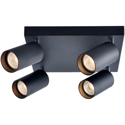   TRACON SPGU10MAN4B Mennyezeti állítható spot lámpatest, fekete 100-240VAC, 50Hz, 4xGU10, max.4x35W