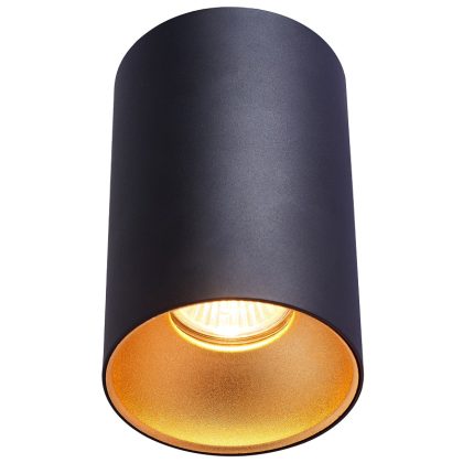   TRACON SPGU10MGB Mennyezeti spot lámpatest, hengeres, fekete, arany reflektor 100-240VAC, 50Hz, 1xGU10, max.35W
