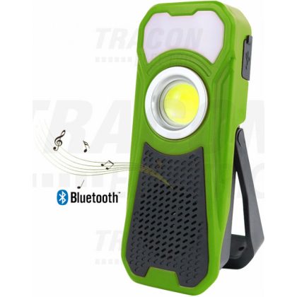   TRACON STLBT10W Akkumulátoros LED kézi lámpa Bluetooth hangszóróval 10/3W, 6000K, 3.7V 3000mAh, 500/180lm, 3, 5h, Bluetooth 4.2