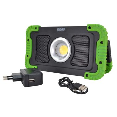 TRACON STLFLBT15W Bluetooth hangszórós akkumulátoros LED szerelő fényvető 15W, 6000K, 3,7V