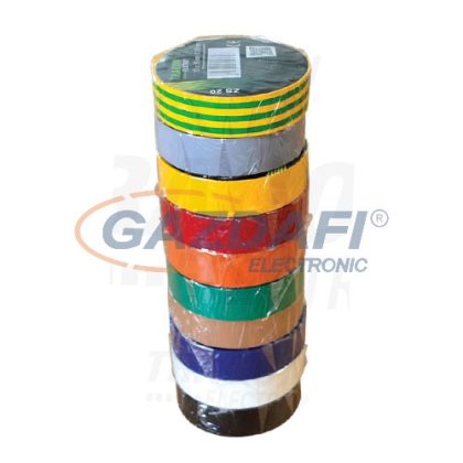   TRACON SZIG-SET20 Szigetelőszalag válogatás különböző színekben, 10 db/cs20m×18mm, PVC, 0-90°C, 40kV/mm