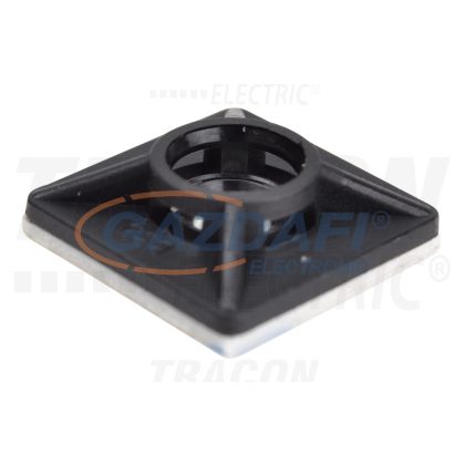   TRACON TALP281 Öntapadós/csavarozható, 4oldalt fűzhető kötegelő talp,fekete 28×28mm, PA6.6, 3M, 100 db/csomag