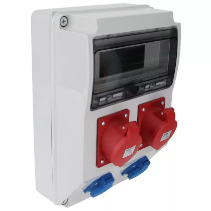 TRACON TDB09-12M Csatlakozó doboz, védelem nélkül Out:2×SCHUKO+2×32A(3P+N+E)