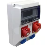   TRACON TDB12-12M Csatlakozó doboz, védelem nélkül Out:2×SCHUKO+1×16A(3P+N+E)+1×32A(3P+N+E)