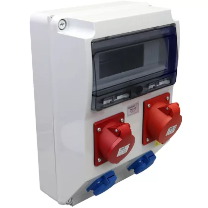   TRACON TDB12-12M Csatlakozó doboz, védelem nélkül Out:2×SCHUKO+1×16A(3P+N+E)+1×32A(3P+N+E)