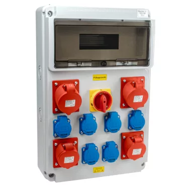 TRACON TDB13-16MK Csatlakozó doboz, védelem nélkül, főkapcsolóval Out:6×SCHUKO+2×16A(3P+N+E)+2×32A(3P+N+E)