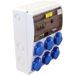   TRACON TDB14-11MV3 Csatlakozó doboz védelemmel, vezetékezett, készre szerelt Prot.:RCCB,MCB,Out:6×SCHUKO