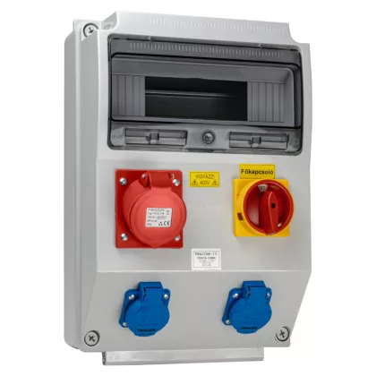   TRACON TDB15-12MK Csatlakozó doboz, védelem nélkül, főkapcsolóval Out:2×SCHUKO+1×16A(3P+N+E)