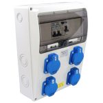   TRACON TDB16-6MV Csatlakozó doboz védelemmel, vezetékezett, készre szerelt Prot.:RCCB,MCB,Out:4×SCHUKO