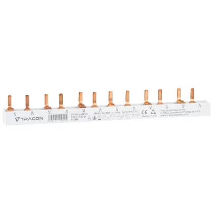 TRACON TFSS-LXN-36 Soroló sín, csapos kivitelű max.63A, 230/400VAC, 4P, 36mod, 640mm, L1-N,L2-N,L3-N TRACON TFSS-LXN-36 Soroló sín, csapos kivitelű max.63A, 230/400VAC, 4P, 36mod, 640mm, L1-N,L2-N,L3-N