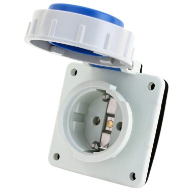 TRACON TICS-105S67 Beépíthető csatlakozóaljzat, oldalsó védőérintkezővel, kerek 16A, 250V,