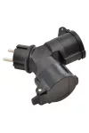 TRACON TICS-212GD Többférőhelyes átalakító csatlakozó, fekete 250 VAC, 16 A, 2xSCHUKO, max. 3680 W, IP44