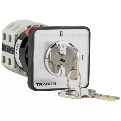 TRACON TKFK-25 Főkapcsoló, kulcsos, BE-KI (Kulcs 0-állásban vehető ki) 400V, 50Hz, 25A, 4P
