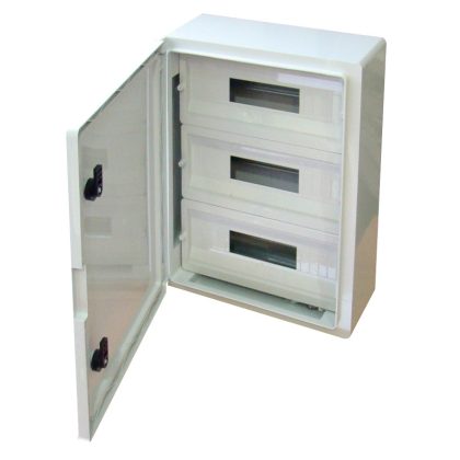   TRACON TME504018M Műanyag elosztószekrény maszkos 3x17 mod, HxWxD=500x400x175mm, IP65, IK10, 1000V AC/DC