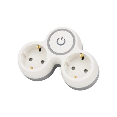 TRACON TND2-K Többférőhelyes, kapcsolós átalakító csatlakozó, szürke+fehér 2×SCHUKO, max.1