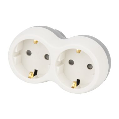 TRACON TND2 Többférőhelyes átalakító csatlakozó, szürke + fehér 2×SCHUKO, max.16A, 230VAC,
