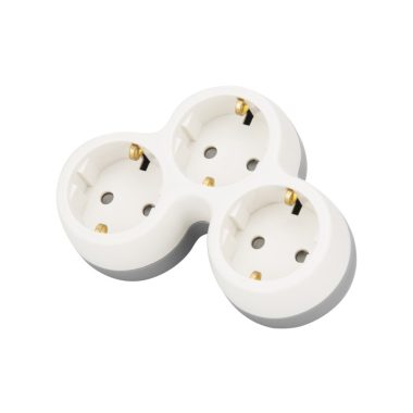 TRACON TND3 Többférőhelyes átalakító csatlakozó, szürke + fehér 3×SCHUKO, max.16A, 230VAC, 3680W, PP