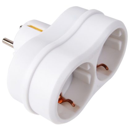 TRACON TNS2 Többférőhelyes átalakító csatlakozó, fehér 2×SCHUKO, max.16A, 250VAC