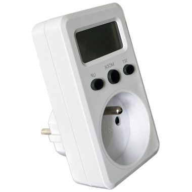 TRACON TVOD01F LCD kijelzőjű dugaszolható fogyasztásmérő 230 V, 50 Hz, 16 A, 3680 W, V, kWh, cost, French