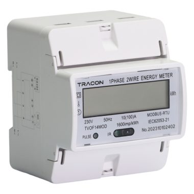 TRACON TVOF14MOD LCD kijelzésű fogyasztásmérő,közvetlen, MODBUS, 1F, 4 modul 230VAC / 10(1