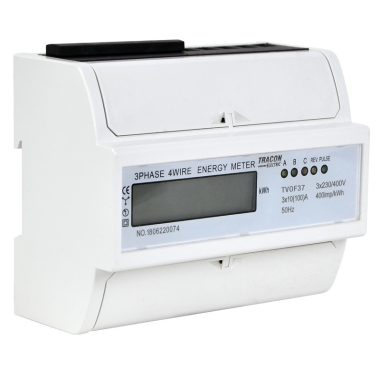 TRACON TVOF37 LCD kijelzésű fogyasztásmérő,közvetlen, 3 fázisú, 7 modul 400VAC / 10(100)A