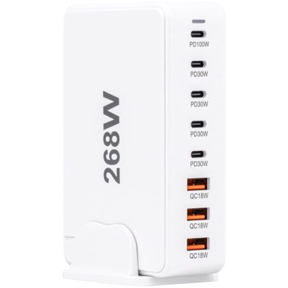 TRACON USB3A5CW USB állomás, fehér 3 USB A, 5 USB-C, 268W