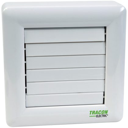   TRACON VFM100-B Fürdőszoba vent. hőelemmel műk. frontzsaluval, golyóscsapágy 230 VAC, 15W, 80 m3/h, 33 dB,100 mm